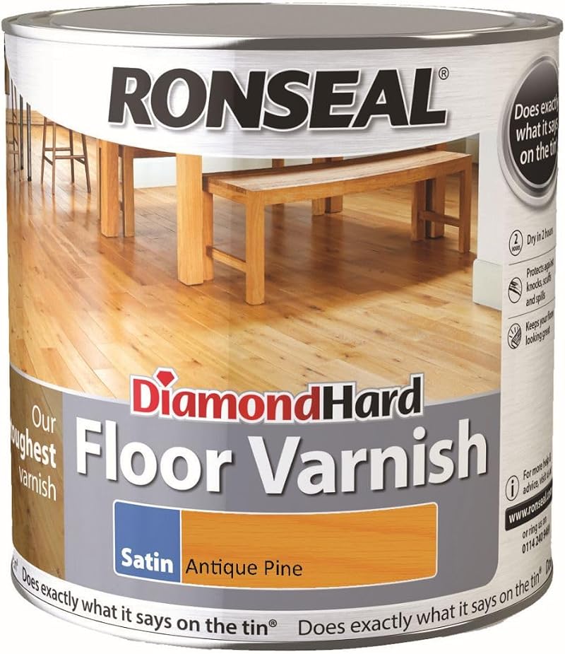Ronseal Diamond Hard Floor Varnish Antique Pine Satin 2.5 Litre Wood Protection