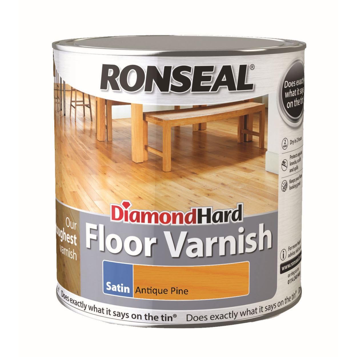 Ronseal Diamond Hard Floor Varnish Antique Pine Satin 2.5L