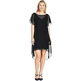 Adrianna Papell Womens Chiffon Overlay Draped Dress