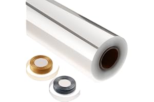 GCFOIR Clear Cellophane Wrap Roll 31.5" Wide x 220 Ft Long, 3 Mil Thick Plastic Wrapping Paper for Gift Baskets Heavy-duty Transparent Cellophane Wrap Sheets for Flower Bouquets, Arts & Crafts Food Safe, 2