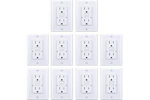 3GRACE 15 Amp GFCI Outlet, Tamper-Resistant GFI Receptacle with LED Indicator, Self-Test Ground Fault Circuit Interrupter, Decorator Wall Plates and Screws Included, UL Listed, White (10 Pack)