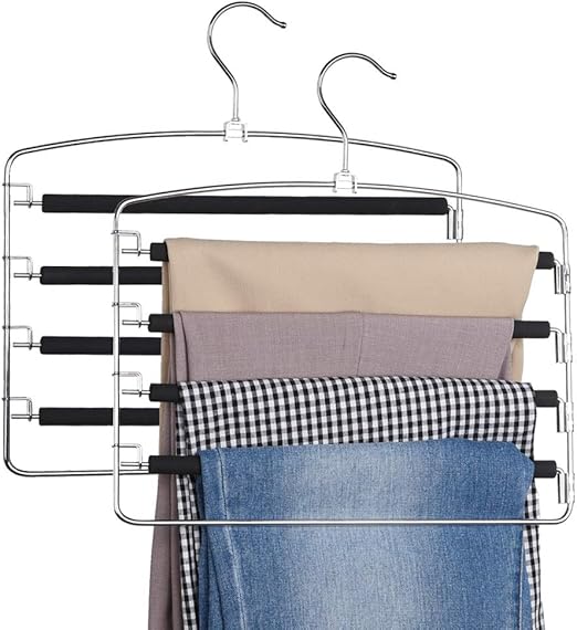 Aoolife Pants Hangers, 5 Layers Stainless Steel NonSlip