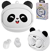 FEFURS Kids Wireless Earbuds with Rotating Chaging Case Wireless Bluetooth Earbuds for Kids, Kid Ear Buds with Mic, 88dB Safe Volume, Earphones Earpods in-Ear for Android iOS Cell Phone Laptop, Panda
