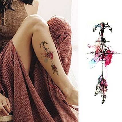 Tzxdbh 3 Pièces Aquarelle Cool Rose Fleur Corps Tatouage