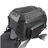 Rhinowalk Motorcycle Tail Bag Travel Luggage Expandable Motorcycle Helmet Bag 23L-35L Waterproof All Weather/Trunk/Rack Bag with Sissy Bar Straps-Carbon Black