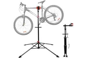 FAHKNS Bike Repair Stand Floor: Height Adjustable Bicycle Workshop Stand with Tool Tray for Road & Mountain Bikes, Red/Black