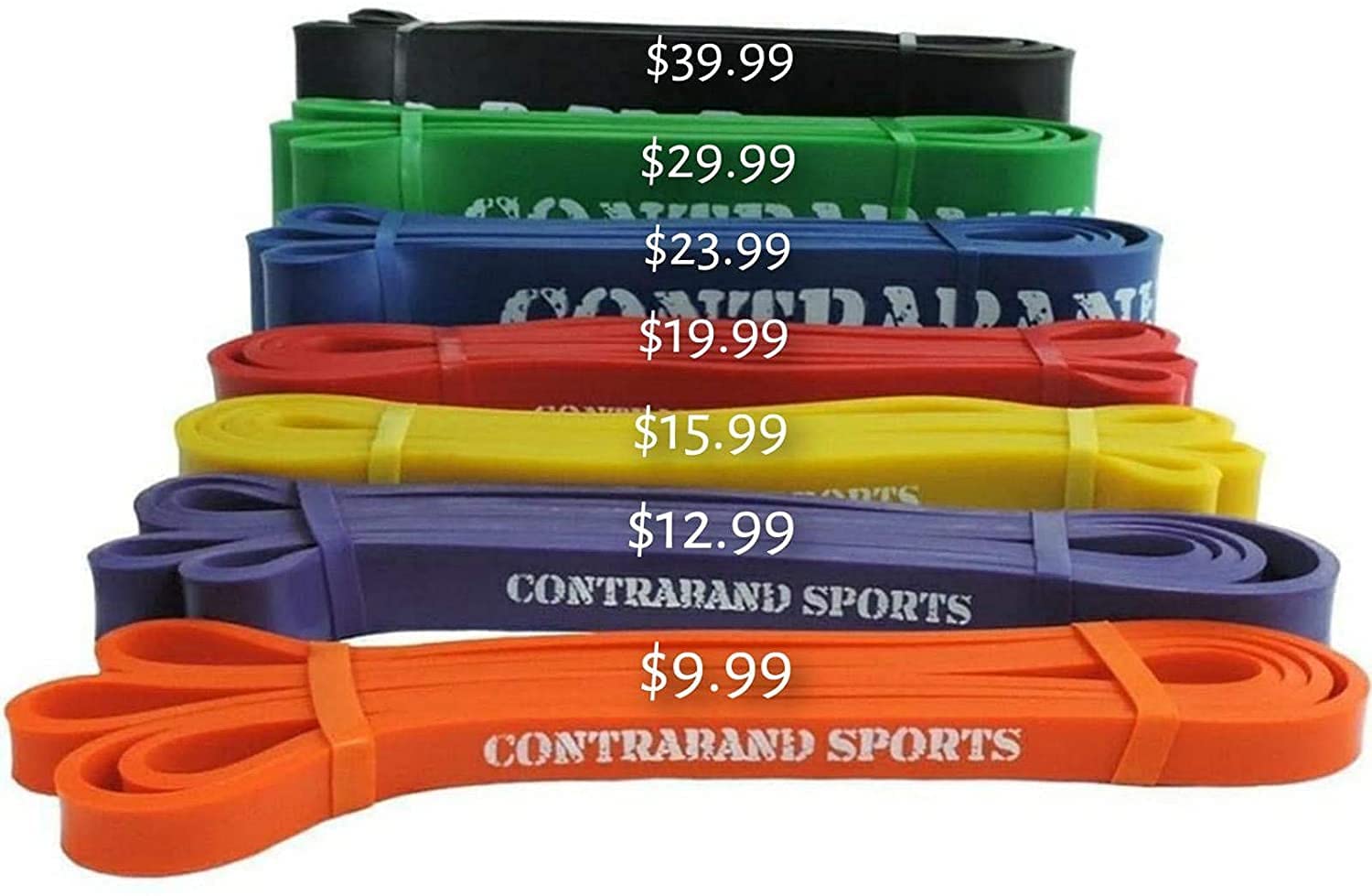 Contraband Sports 7419 41in Loop Elastic Resistance Bands, Weight Lifting Bands, Powerlifting Bands, Pullup Assistance Bands, and Yoga Stretch Bands - Gym, Home, or Travel (#5 Green, 41 inch)