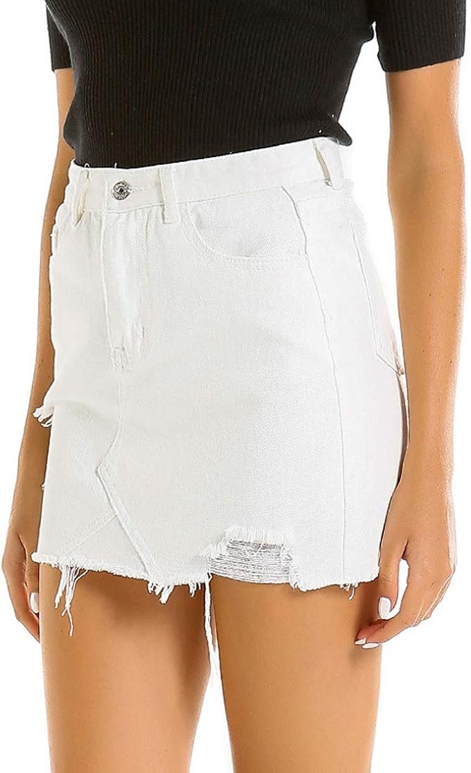 distressed jean skirt