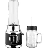 Culinary Chef, 300W Smoothie Maker Blender with 500ml Glass Mason Jar &amp; 600ml BPA-Free Sports Bottle, Personal Smoothie Blender for Smoothies, Shakes, Frozen Fruit &amp; Ice, Black