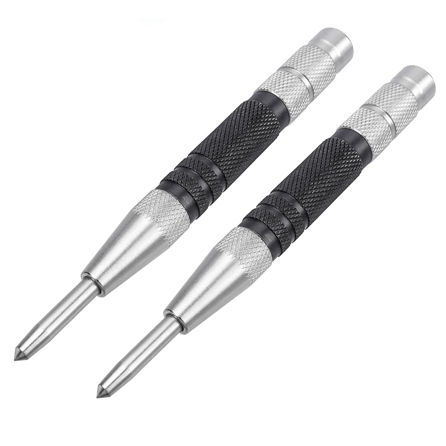 Bestgle 2pcs Automatic Center Punch 155mm, Heavy Duty Spring Loaded Hole Punch with Adjustable Tension, Stainless Steel Hand Tool for Metal, Wood, Glass & Emergency Use