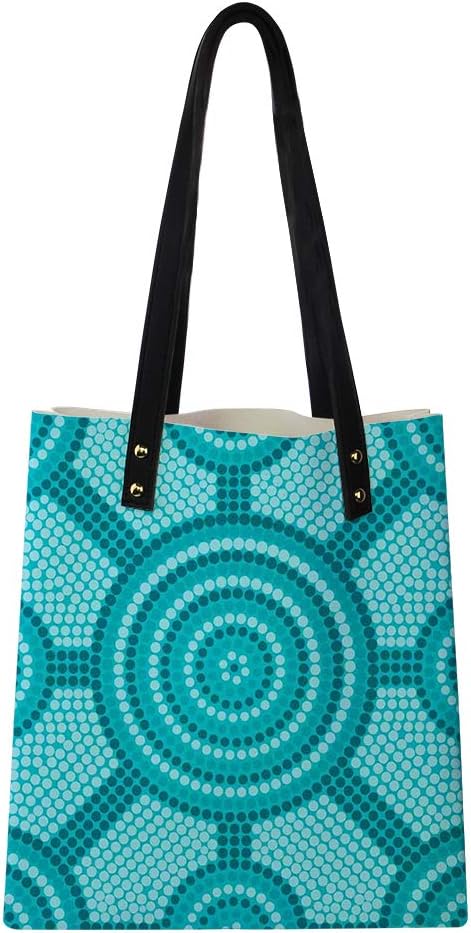 Women's Soft PU leather Tote Shoulder Bag, Abstract Aboriginal Dot Painting Ancient Native Ethnic Cultural Art in Australia,Big Capacity Handbag Hobo bag, Satchel Purse