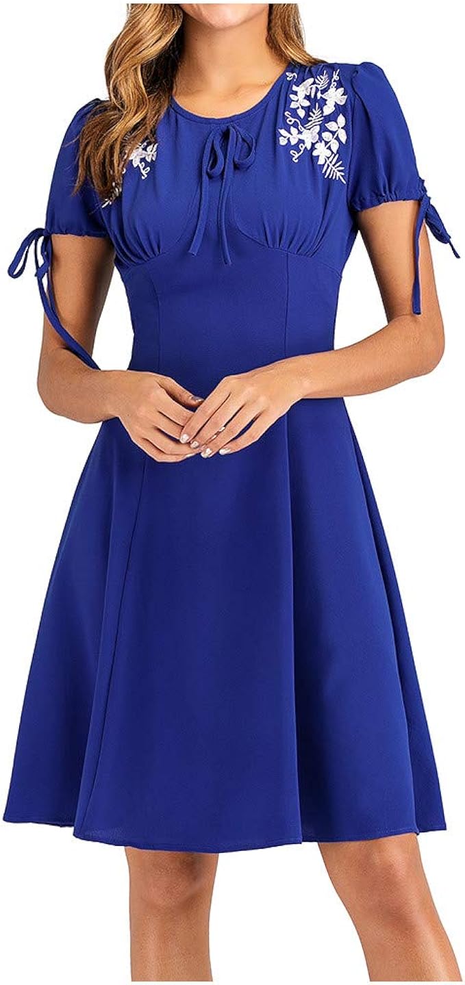 embroidered pleated midi dress