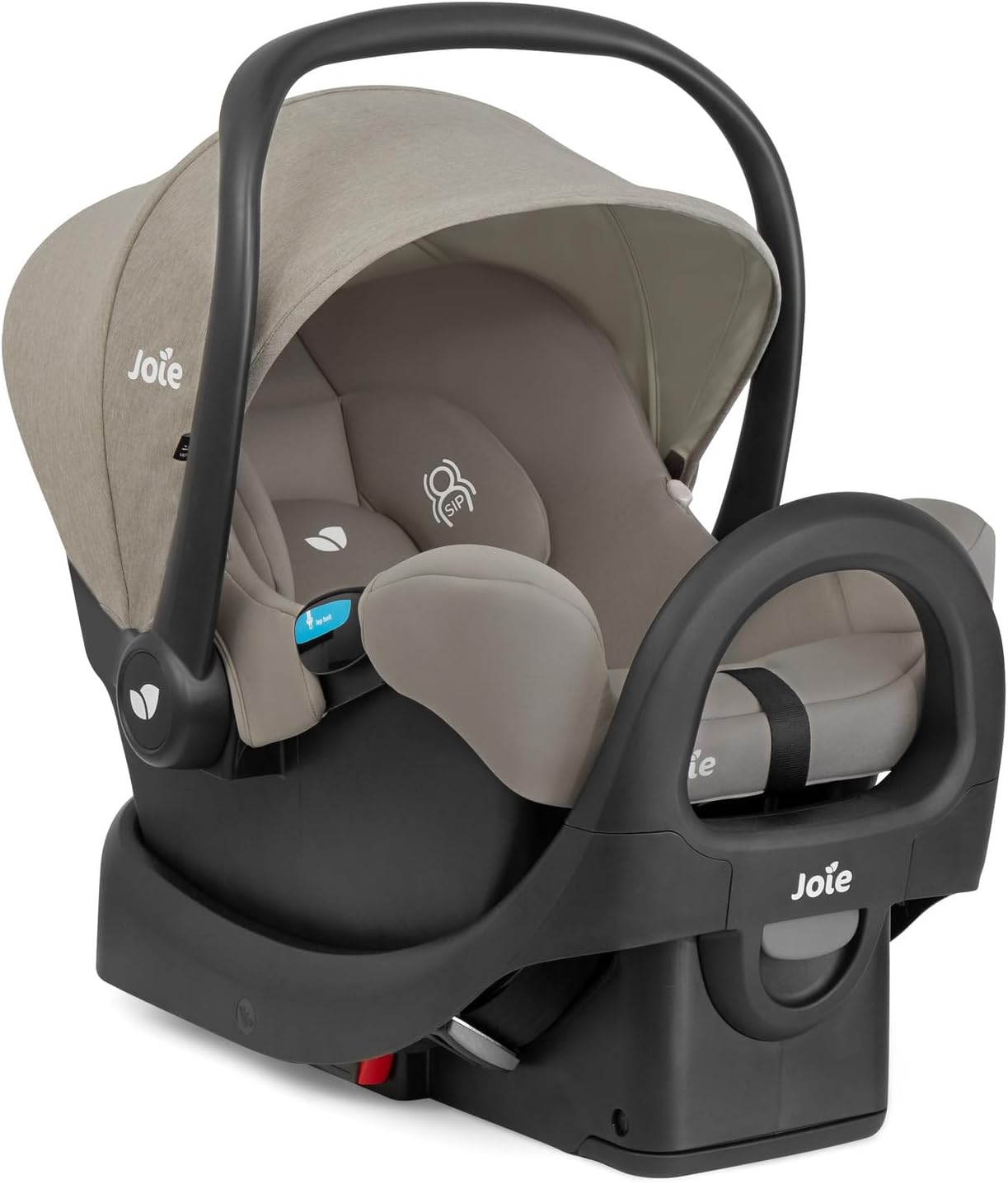 Joie Rue Lightweight Infant Car Seat & Anti-Rebound Base –Side-Impact Protection, 5-Point Harness, and UPF 50+ Canopy for Newborns and Infants (Dove)