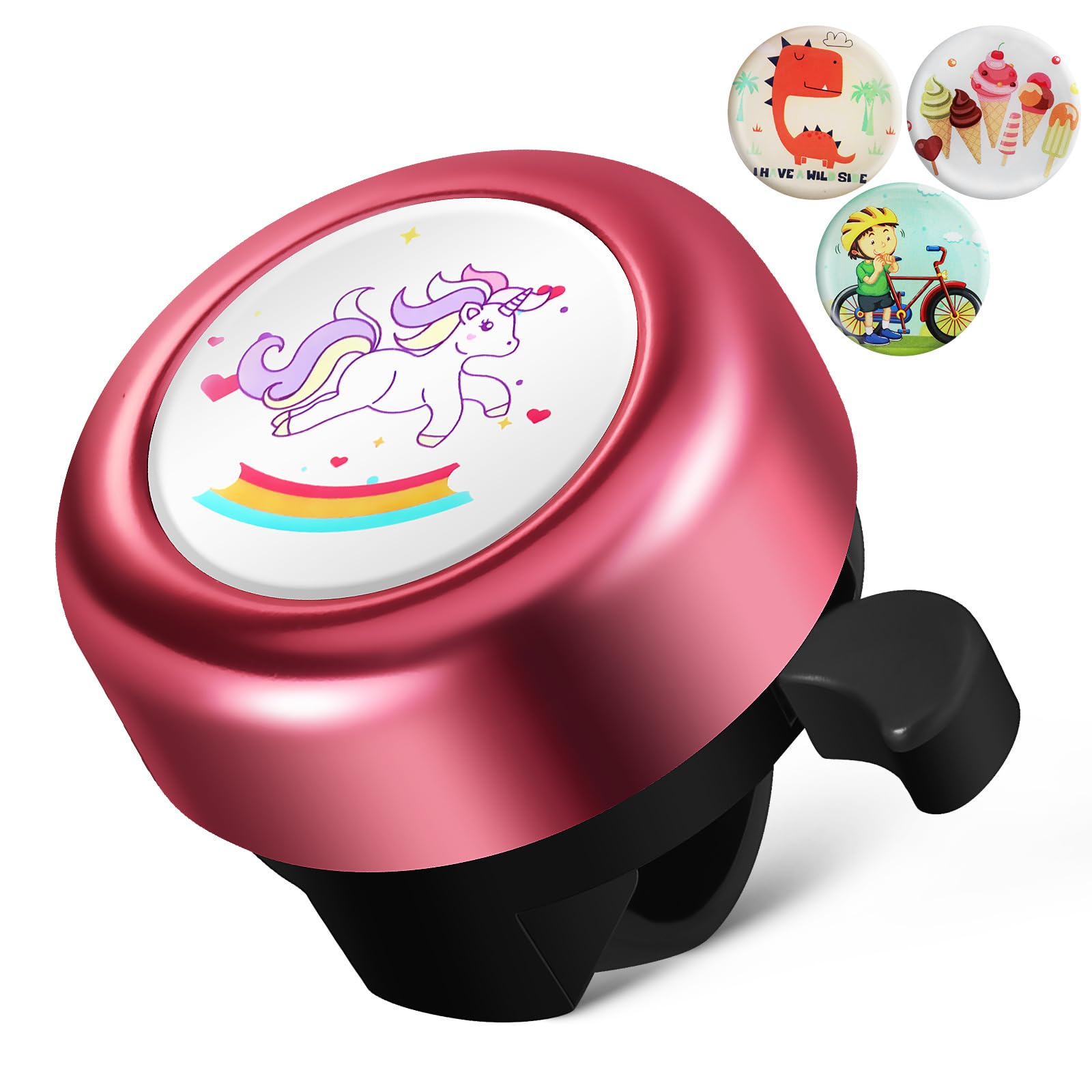 BESPORTBLE Pink Unicorn Bike Bell for Kids: With Interchangeable Patterns Bicycle Bell Bike Accessories for Adult Women Men Clear Sound Bike Horns for Girls Boys
