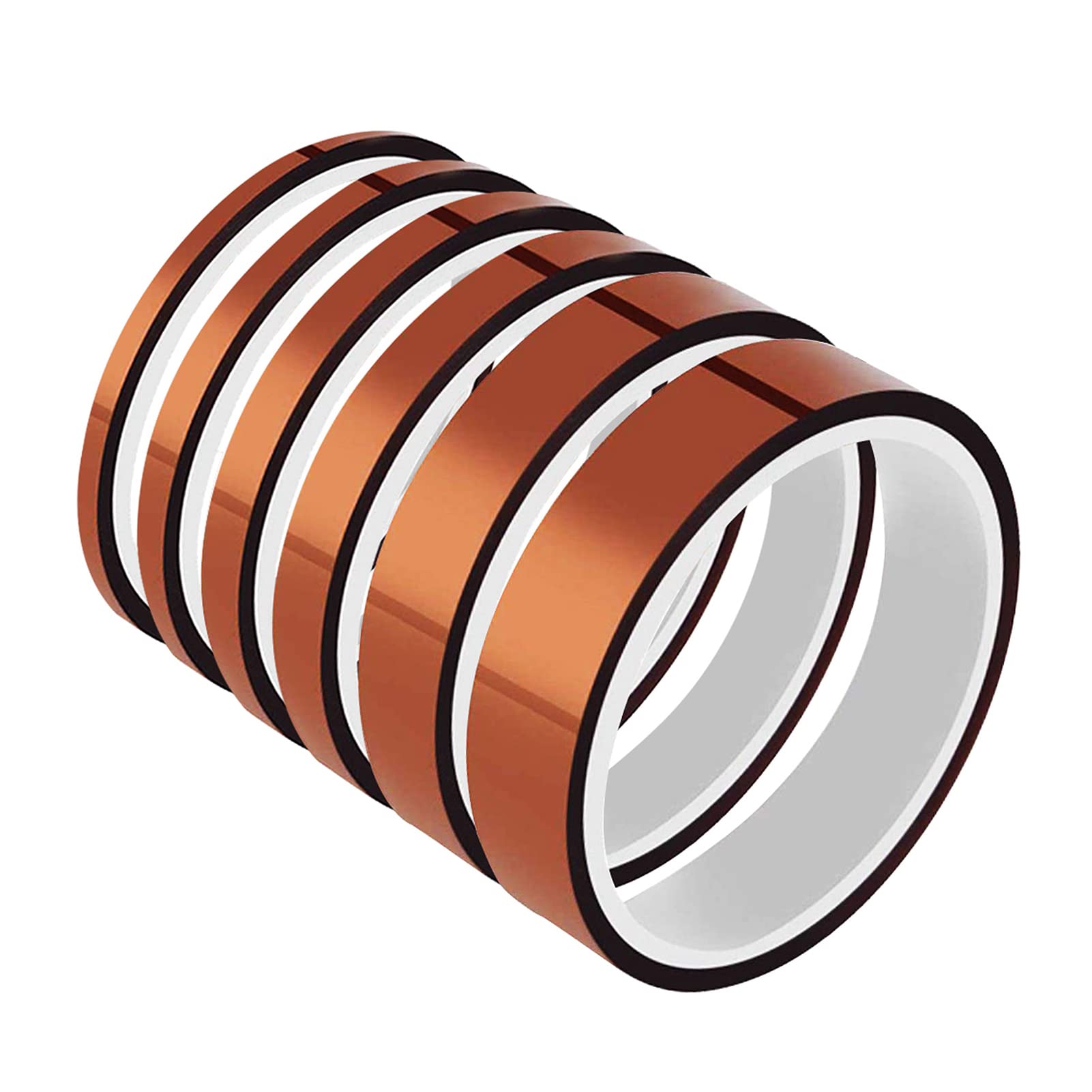 YTBUBOR 6 Roll 10m High Temp Tapes Polyimide Film Adhesive Tape Multi-width 0.4/0.6/0.8/1/1.2/2cm, Worked Well for Masking, Soldering, Powder Coating, Printing PCB board and Packing Fixing