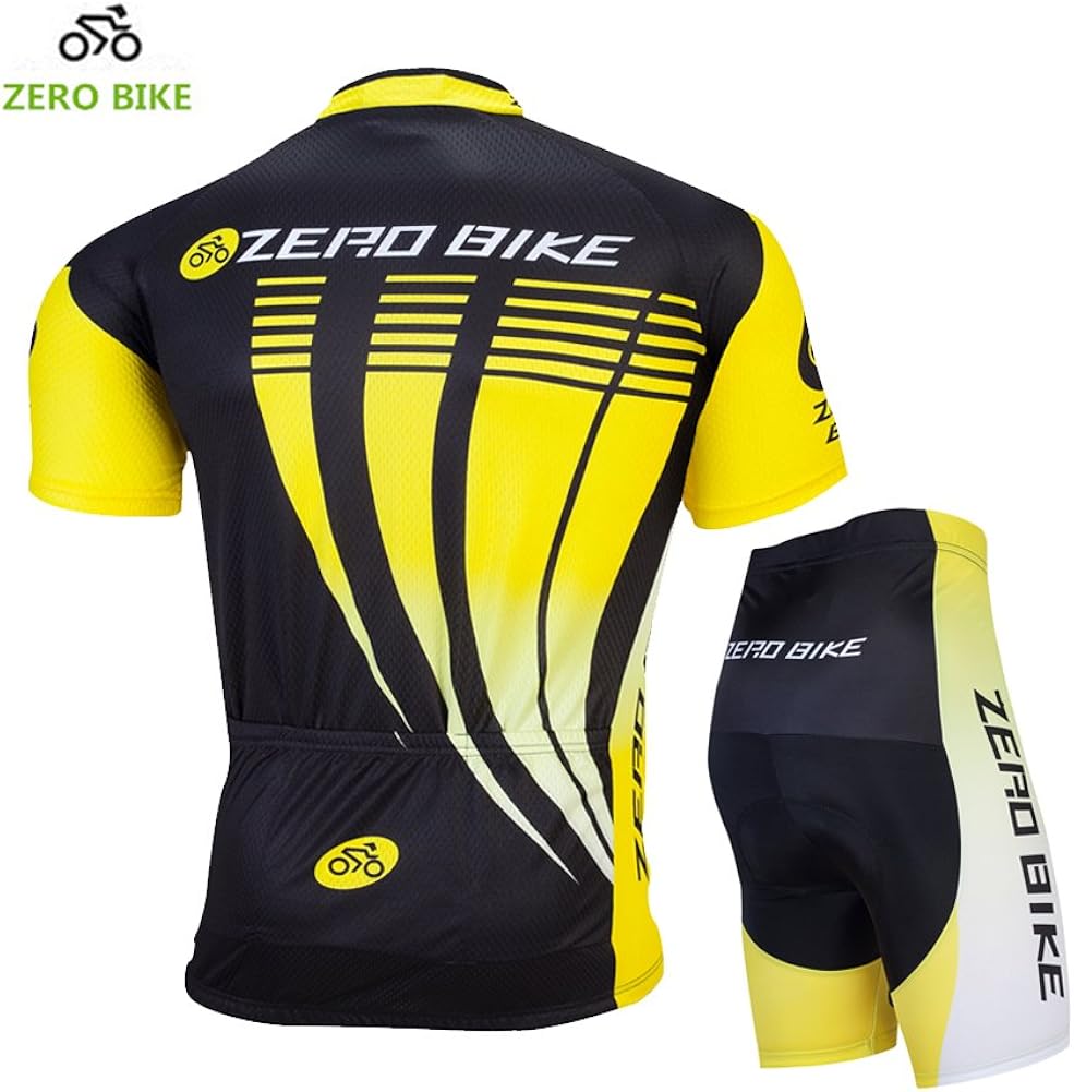 ZEROBIKE Men Breathable Quick Dry Comfortable Short Sleeve Jersey + Padded Shorts Cycling Clothing Set Cycling Wear Clothes: Clothing