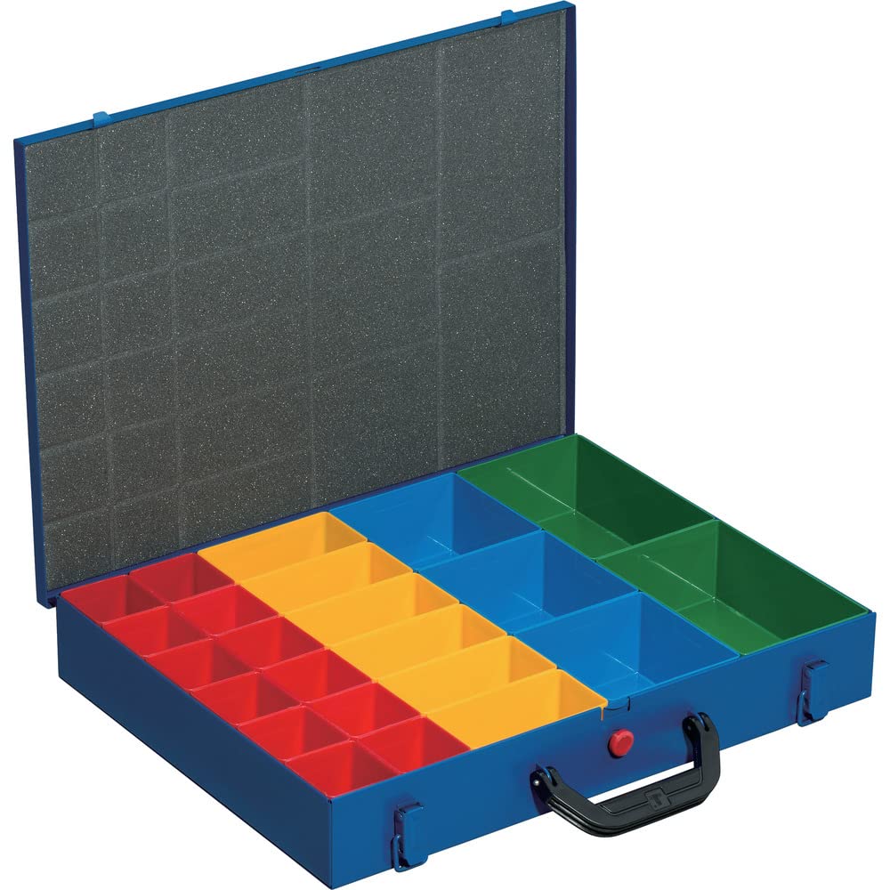 Allit Metal Hardware Box with 23-Removable Compartments in 4-Different Sizes, Blue, 454120