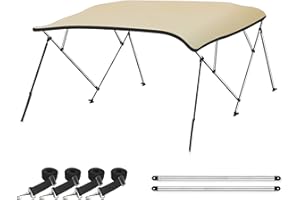 Naviskin 10 Optional Colors Available 3-4 Bow 13 Different Size Bimini Top Cover Includes Mounting Hardwares,Storage Boot with 1 Inch Aluminum Frame