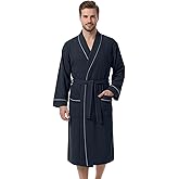 IGOLUMON Men's Robe, Unisex Bathrobe with Pockets, Full-Length Kimono Robes for Women Men Soft Robe Sleepwear