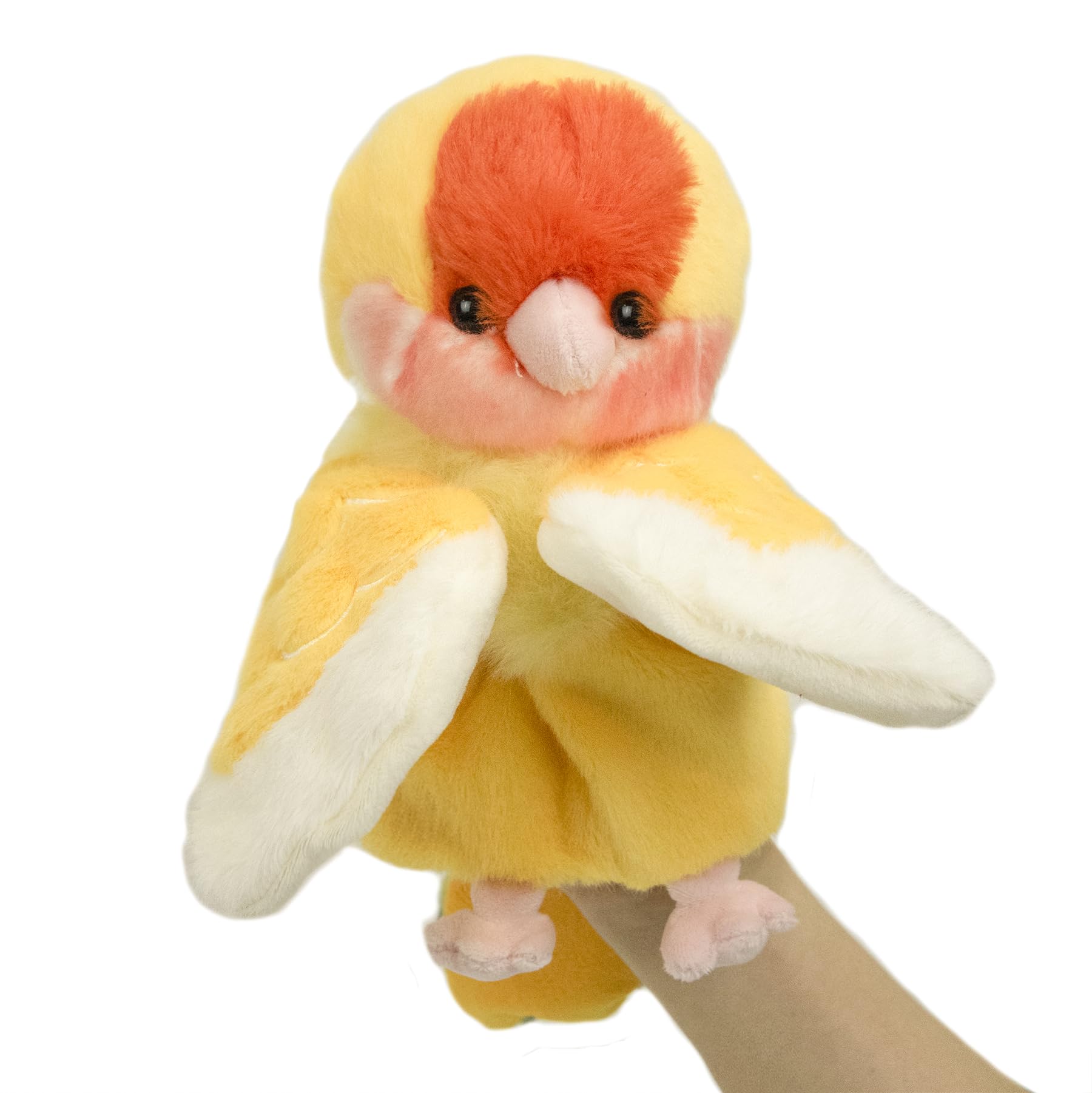 RLOMUTE Parrot Hand Puppet Lovebirds Plush Cute Funny Cuddly Animal Toy for Role Play Storytelling Preschool Teaching Birthday Gifts for Kids Boys Girls Parent-child interaction Games Yellow