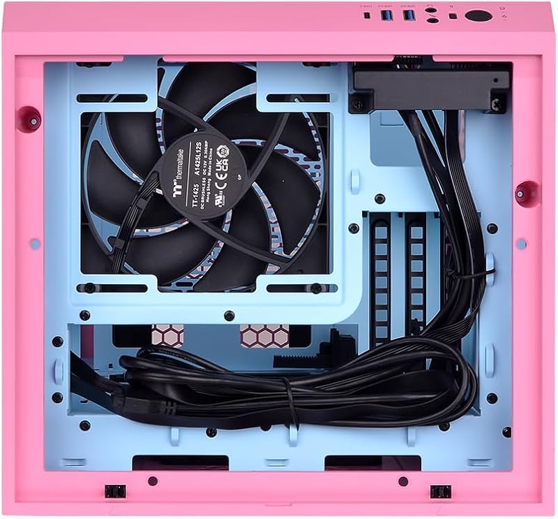 A Torre 200 | Mini Torre Mini-ITX Vertical | 2 x ventoinhas CT140 pré-instaladas | Vidro Temperado & Alto Fluxo de Ar | 280mm Compatível com AIO | Rosa Bolha