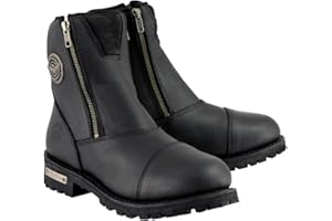 Milwaukee Leather Women's Black Premium Leather Double Sided Zipper Motorcycle Riding Boots MBL202