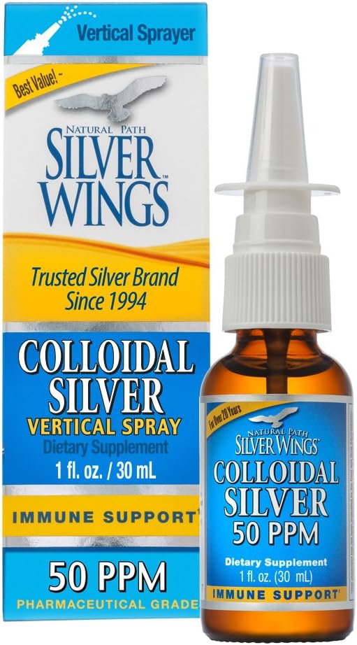 Natural Path Silver Wings Ultimate Immune Support Colloidal Silver 50PPM Vertical Spray 1 fl. oz, Golden Yellow (CSNS): Health & Personal Care
