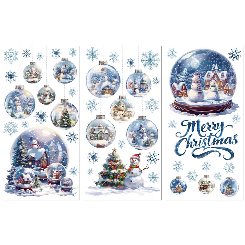 Peacoblue Rub on Transfers for Crafts 3Pcs Christmas Crystal Ball 15cmx30cm, UV DTF Waterproof Blue Furniture Transfer for Chest of Drawer Dresser Glass Porcelain Wood Plastic