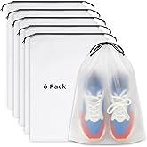 6 PCS Clear Shoe Bags for Travel, 11.8" x 15.7" Travel Shoe Bags for Storage and Packing, Waterproof Drawstring Shoe Bag for Traveling, Travel Essentials for Women and Men