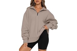Trendy Queen Womens Oversized Sweatshirts Fall Sweaters Fashion Hoodies Half Zip Pullover Long Sleeve Shirts Clothes