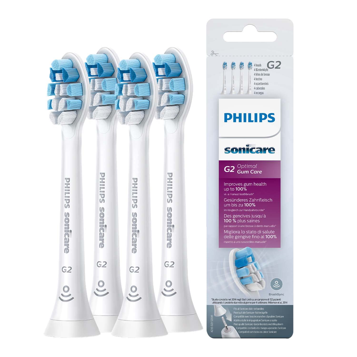 Philips Sonicare HX9034/10 Optimal Gum Care G2 Sensitive Brush Heads with BrushSync (X4)