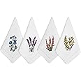 HCRAFT Embroidered Cotton Table Napkin, Cloth Napkins Set of 4 18"x18" Mixed Color Hyacinth Bulbs Napkin Square Fabric, Dining Room, Napkins Cloth Machine Washable, Cotton Cloth Napkins, Great Present