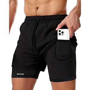 Quyaxol Men's 2-in-1 Running Shorts with Inner Liner, Breathable Quick-Dry | Workout Shorts with Pockets Gym Shark for Men, W