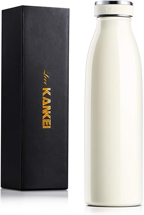 Amazon Love Kankei 水筒 マグボトル ステンレスボトル 真空断熱 保温 保冷 軽量 牛乳瓶 直飲み 500ml アイボリー 水筒 マグボトル オンライン通販