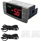 Temperature Controller Fit Commercial Refrigerators/Freezer 120V 50-60Hz Replace for Dixell Programmable Temperature Controller with Temperature Sensing Probe (XR03CX-4N0F1)
