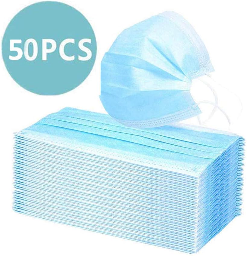 50PCS 3-ply Surgical Face Masks Disposable Medical Hygienic Breathing Protection Face Mask, Applicable for Adults and Children for Preventing COVID-19 Viral and Droplet Infections