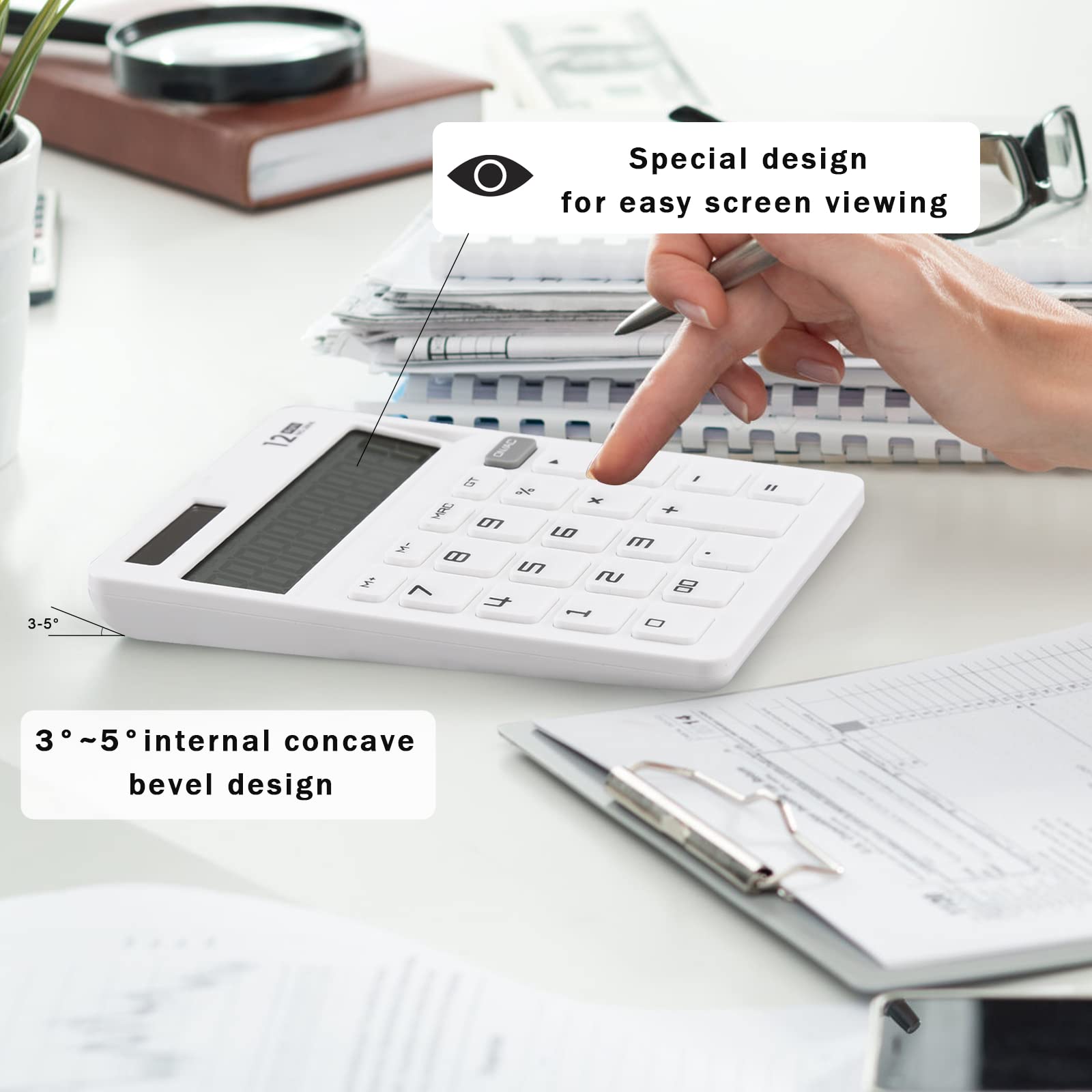 Basic Standard Calculator 12 Digit Desktop Calculator with Large LCD Display for Office, School, Home & Business Use, Modern Design