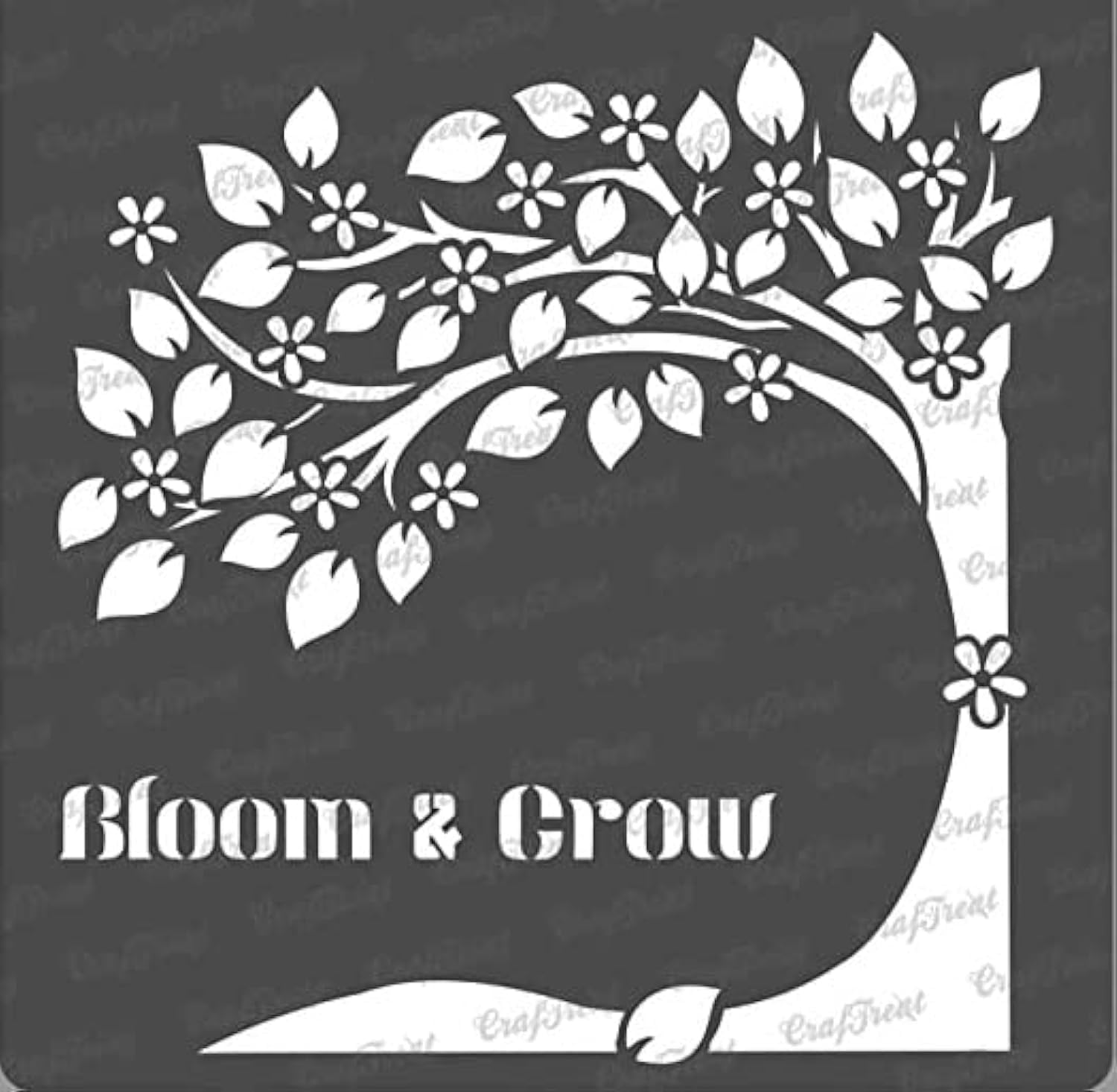 CrafTreat Reusable Tree Stencils for Painting on Wood, Canvas, Paper, Fabric, Floor, Wall and Tile - Bloom and Grow - 6x6 Inch - DIY Art and Craft Stencils