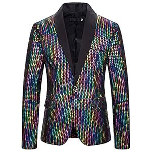 612i%2BbERq L. SS300 Los hombres de botones frontales Blazer De Hombre Club Nocturno Cantante Lentejuelas Brillantes Multicolores Chaquetas… 612i%2BbERq L. SS300