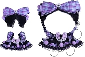 EAVAN Clothes for LABUBU Doll– Gothic Lolita-Inspired Dress Outfit for 17cm Dolls, Purple & Black Ruffled Design with Bow Headpiece, Frilled Straps & Skirt Trim – Doll Not Included