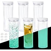 CHLJAR 25oz Acrylic Snowglobe Cups, 6pack Plastic Snow Globe Cup with Lids and Straws, Snowglobe Tumblers with Pre Drilled and Plug, Halloween Cup Glow in the Dark,Individually Packaged