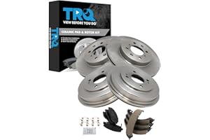 TRQ Front & Rear Brake Pad & Rotor Kit Ceramic Compatible with 2001-2005 Honda Civic
