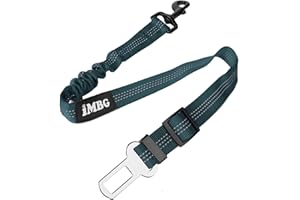 iMBG Dog Seat Belts for Car, Adjustable Nylon Restraint Car Seat Belt for Dog, Strong Dog Car Safety Harness with Elastic Bungee Buffer, 360 Degree Swivel Attach Won't Twist