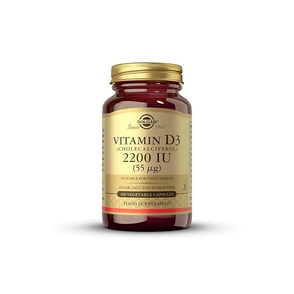 SOLGAR VITAMIN D3 (CHOLECALCIFEROL) 55 MCG (2200 IU), 100 VEGETABLE CAPSULES – HELPS MAINTAIN HEALTHY BONES & TEETH – IMMUNE SYSTEM SUPPORT – NON-GMO, GLUTEN FREE, DAIRY FREE, KOSHER – 100 SERVINGS
