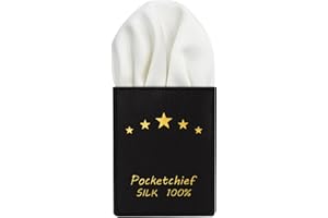 VICHERIA Pre-Folded White Silk Pocket Squares for Men, Handkerchief Accessories Pocket Square Holder for Men's Suit, Jacket