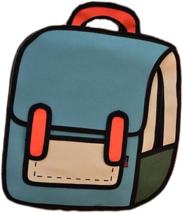 bilang 3D Jump Style 2D Drawing Cartoon Paper Bag Comic Backpack Messenger Bookbag New