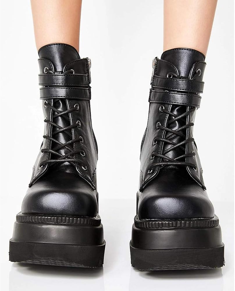 square toe chunky boots