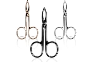 Haikole Tweezers for Women Facial hair 3 Pieces Eyebrow Tweezers,Scissor Tweezer for Remover Facial Hair Eyebrows Care Wig Plucking,Scissor Handle Tweezer Scissors (Straight)