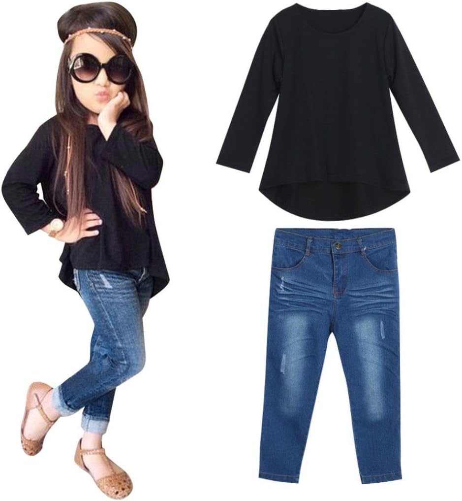 jeans long tops for girls