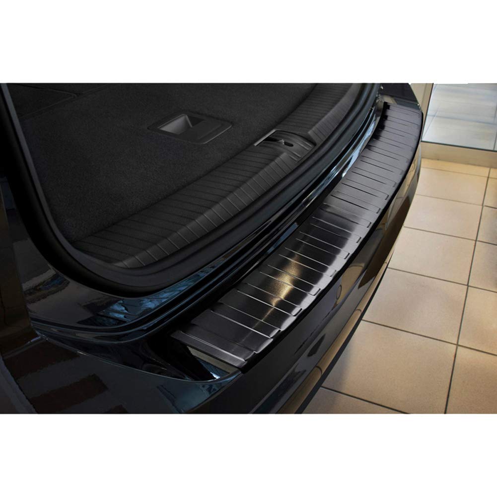 AutoStyle 2/45017 Rear Sill Scuff Plate Protection Volkswagen Touran II 2015- Black 'Ribs' Stainless Steel, Black